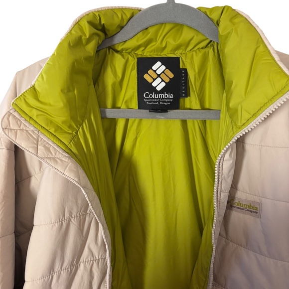 NWT Columbia Heritage Wallowa Insulated Cropped Puffer Jacket Large Beige Green - Picture 4 of 16